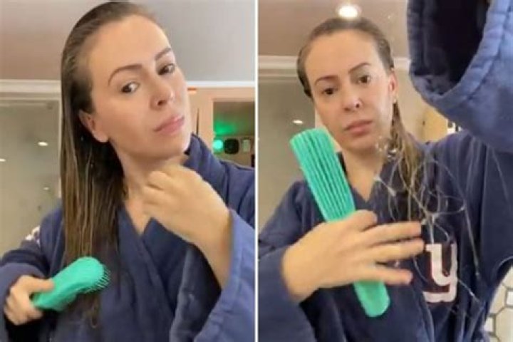 Alyssa Milano Reveals Post-COVID Hair Loss As She Combs Out A Fistful Of Strands In New Video