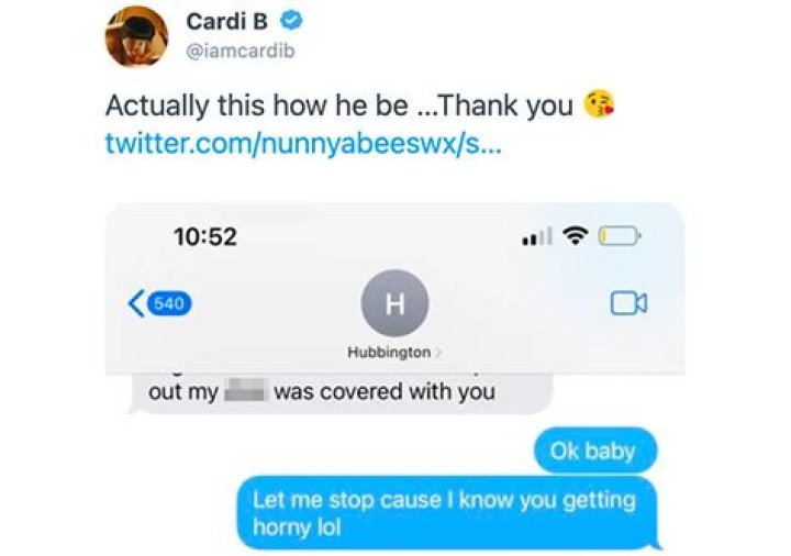 Cardi B Shares Dirty Texts With Offset After Fan Cheating Accusation – Hollywood Life
