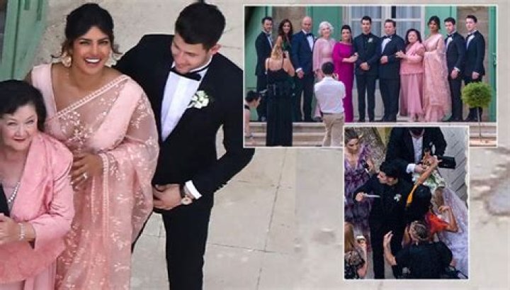 Priyanka Chopra Dazzles In Pink, Lace Saree At Joe Jonas & Sophie Turner’s Wedding